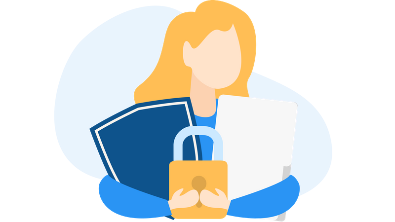 Data privacy lock and shield abstract